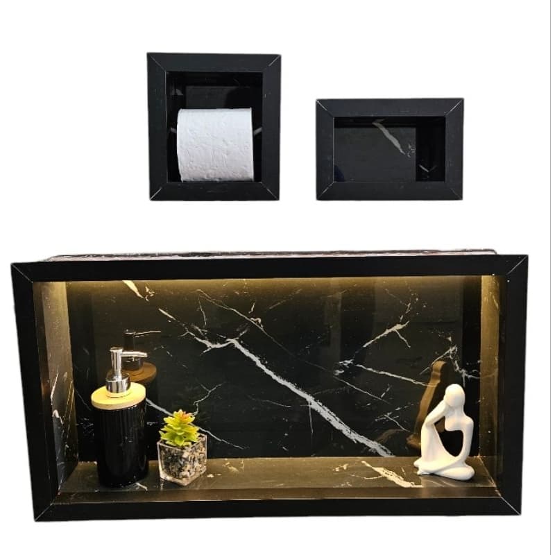 Nicho LED 110/220 porcelanato 60x30 de embutir banheiro. Envio Full