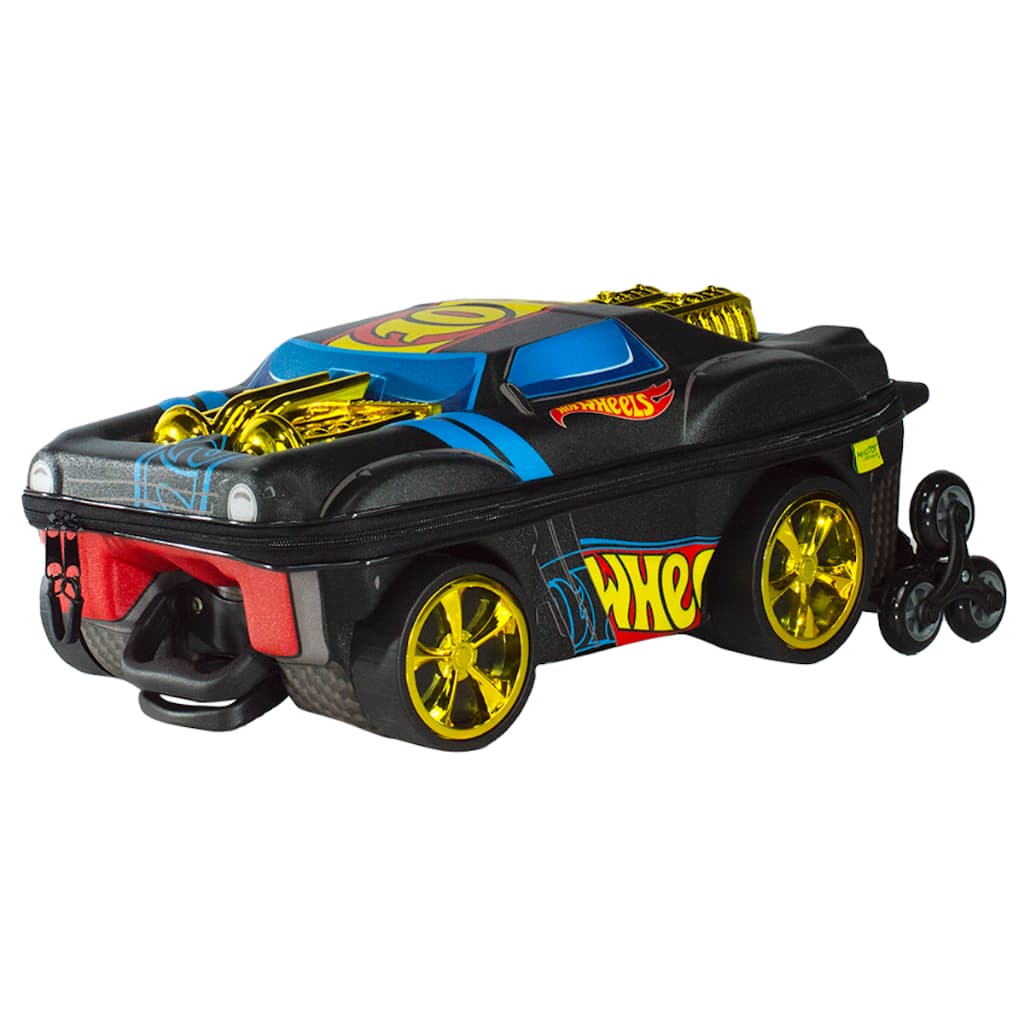 Mochila Bolsa Escolar Infantil Formato Carro Carrinho Hotwheels 3D Forma Hot Wheels Com Rodinhas