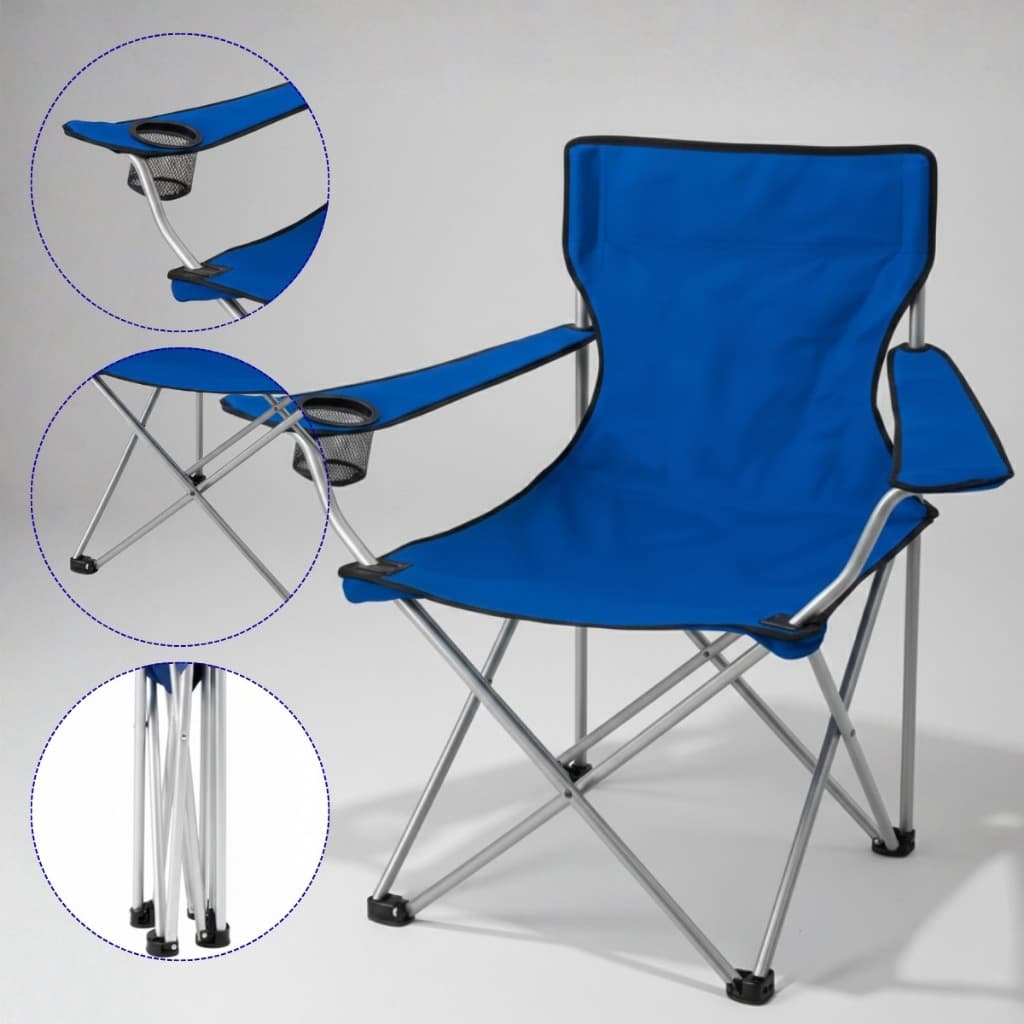 Cadeira Dobrável Aço para Camping e Pesca Leve e Resistente Com Porta-Copos e Bolsa de Transporte