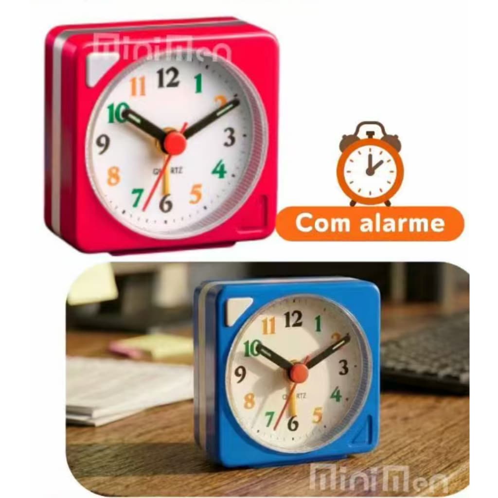 Mini despertador quadrado, despertador de viagem, pequeno despertador de mesa, o som do alarme aumenta gradualmente