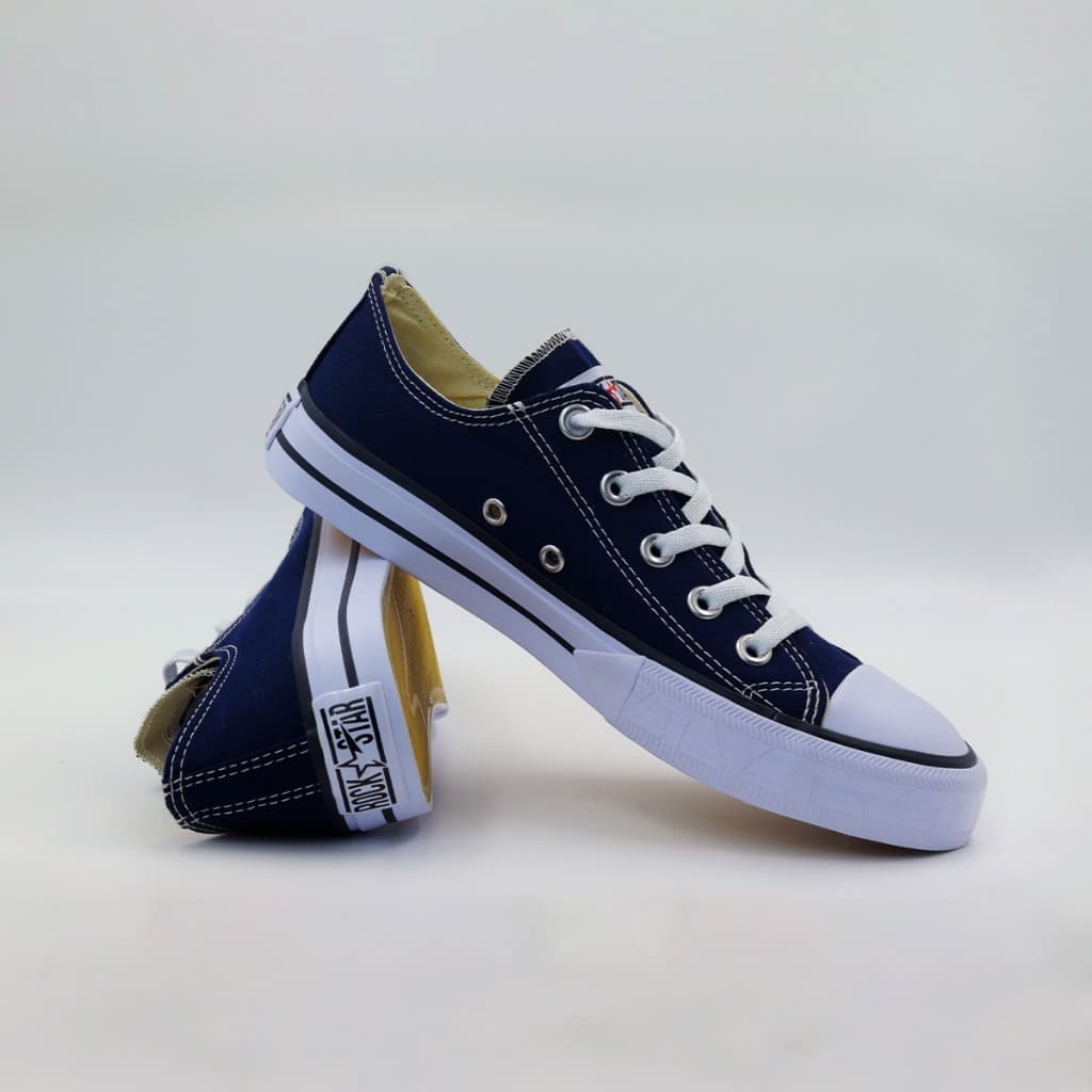 Tênis Cano Baixo Azul Marinho Unissex Estiloso Versátil Leve e Confortável Tevet Rock Star