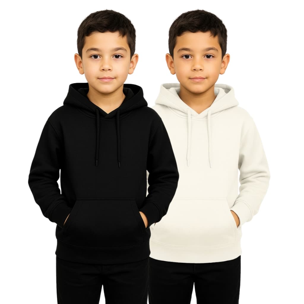 Kit 2 Moletom Infantil Relaxado Bolso Canguru e Capuz Liso