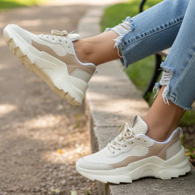 Tênis Plataforma Tratorado Feminino Sneaker Estiloso Confortável Ótima Qualidade Resistente Em Alta
