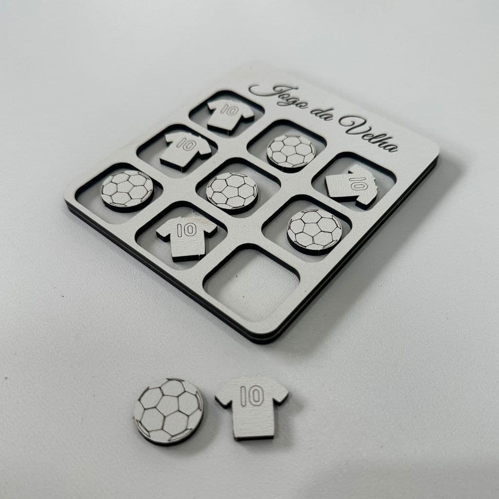 Jogo Velha Educativo MDF Branco Brinquedo Pedagógico Criança Infantil