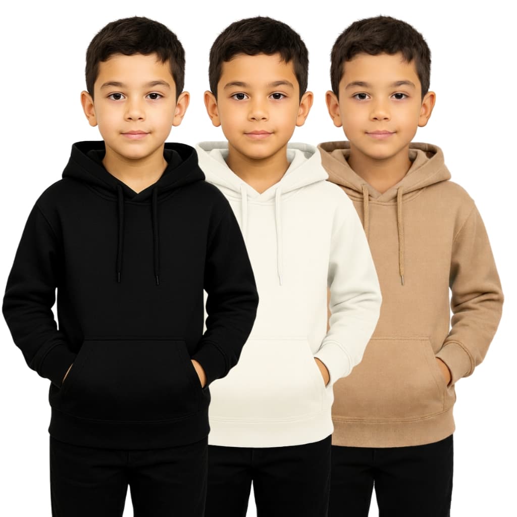 Kit 3 Moletom Infantil Relaxado Bolso Canguru e Capuz