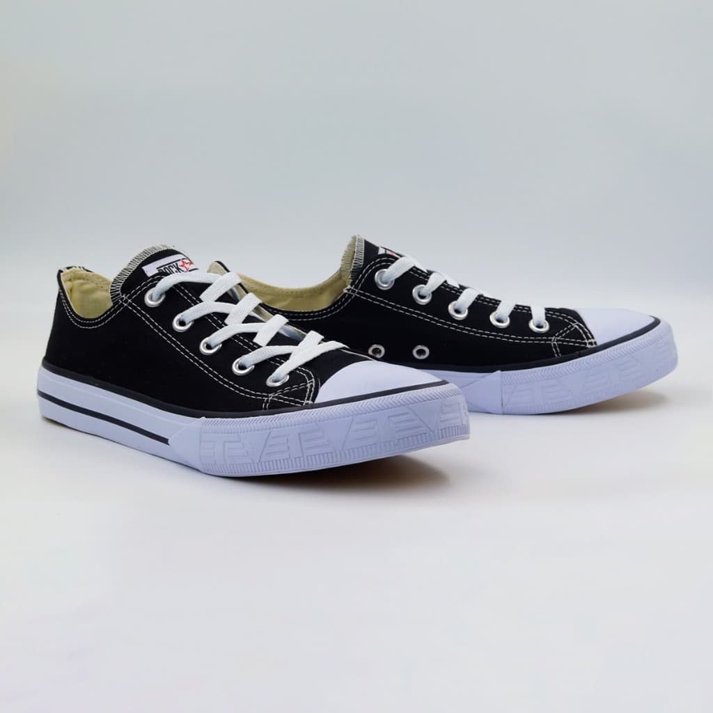 Tênis Cano Baixo Preto Básico Modelo Tradicional Versátil Alta Qualidade Rock Star Tevet