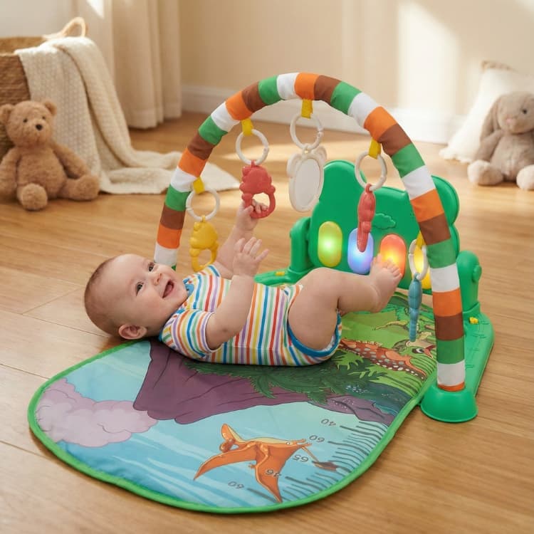 Tapete de Atividades Bebê com Piano Removível Som e Luzes e Cercadinho para Bebês Interativo