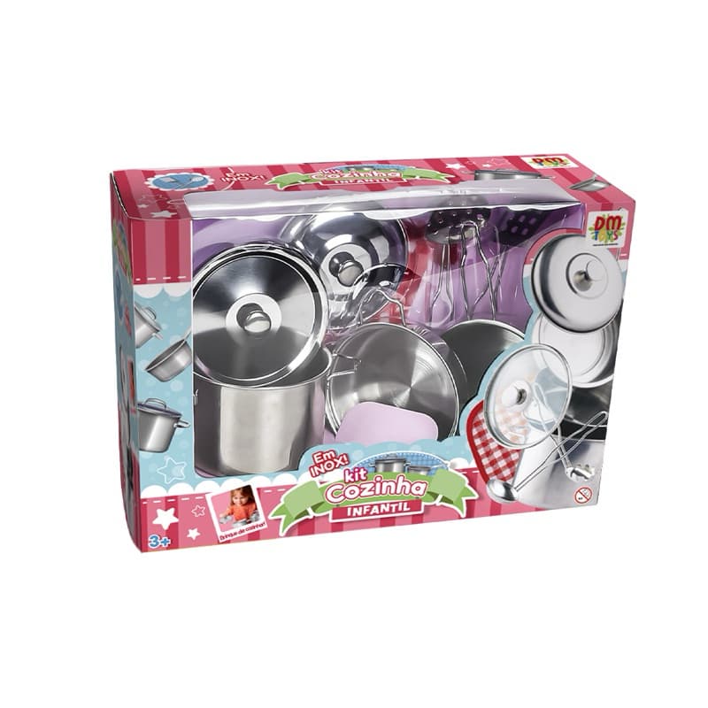 Jogo Panelinhas Infantil Metal Inox Divertido 16 Peças