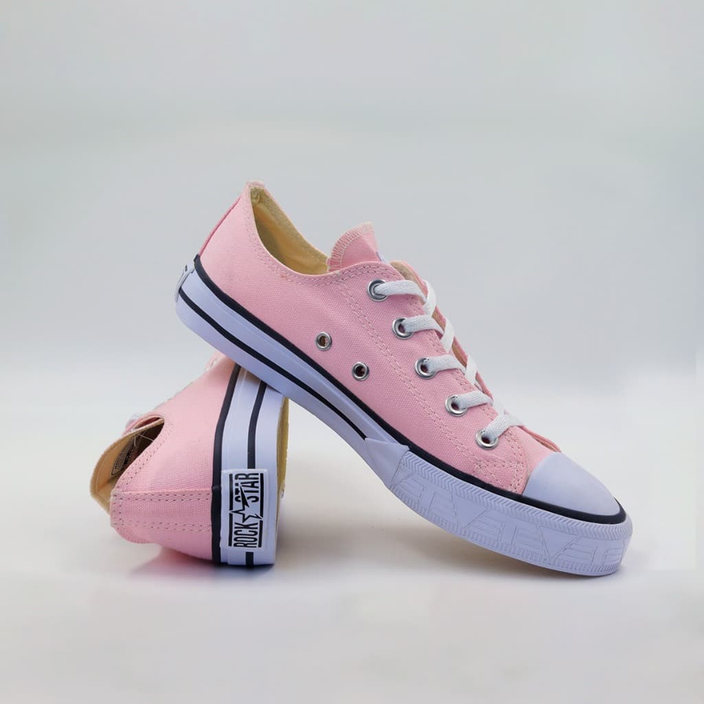 Tênis Feminino Cano Baixo Rosa Bebê Delicado Clean Estiloso e Super Confortável Rock Star Tevet