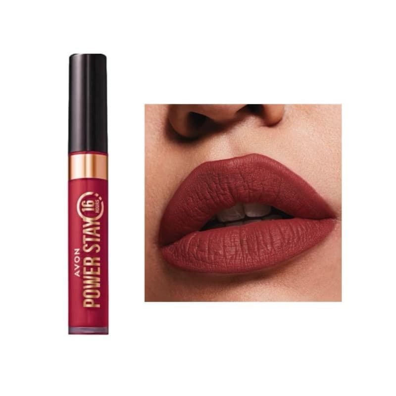 Batom Líquido Avon Power Stay vermelho terra