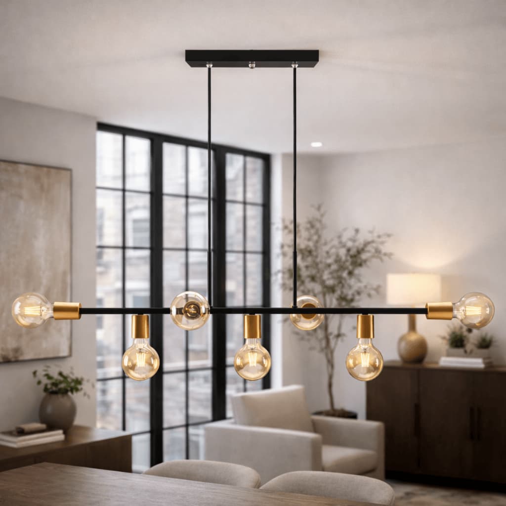Luminária de teto Pendente Lustre Lima para 7 Lâmpadas (Estilo Jabuticaba) - Bancada Cozinha