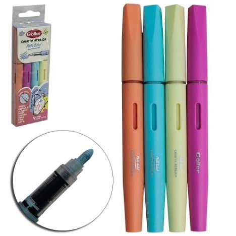Caneta Hidrografica Ponta Ultra Fina 0.4mm Cores Classicas 4 Peças