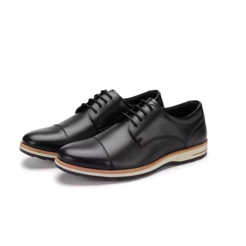 Sapato Social Masculino Oxford Sintético com Cadarço Confortável Casual Executivo Trabalho Antiderrapante