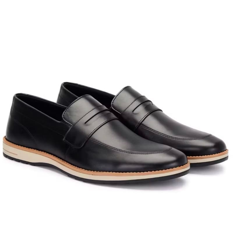 Mocassim Masculino Casual Sintético Loafer Confortável Slip On Sapato Social Leve Trabalho Dia a Dia