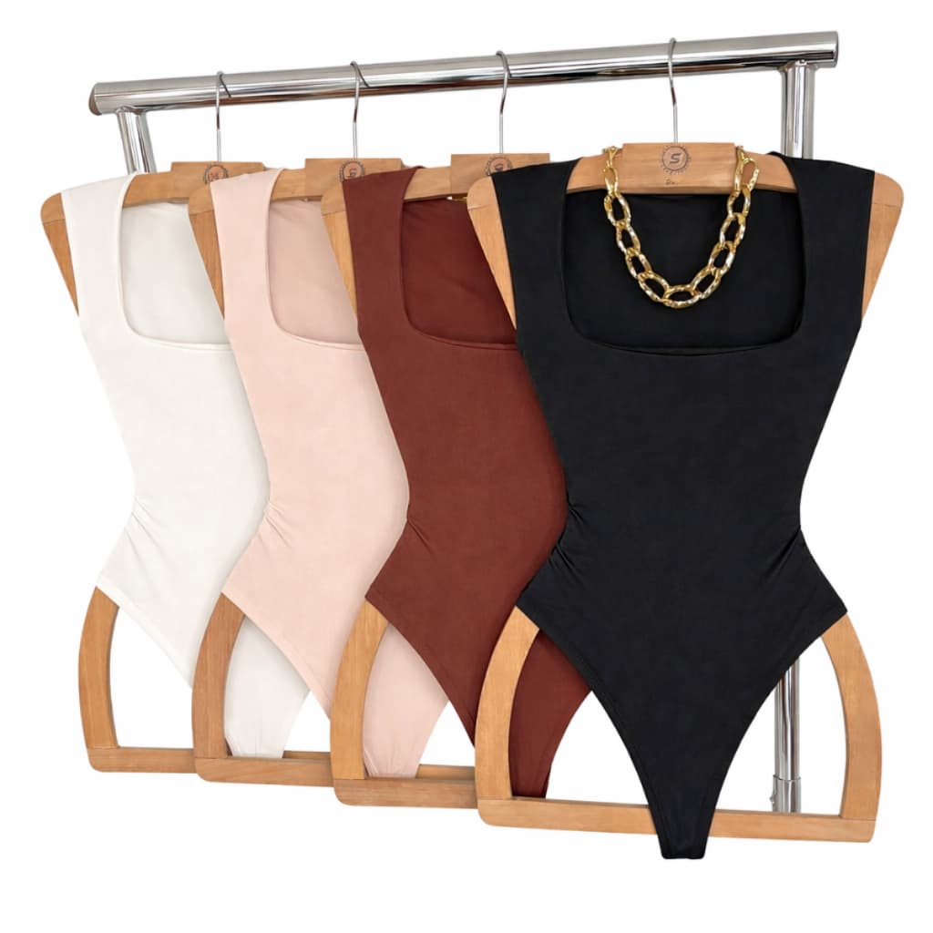 Body Collant Regata Feminino Blusa Decote Quadrado Com Forro Bori Blogueira Suplex Bory