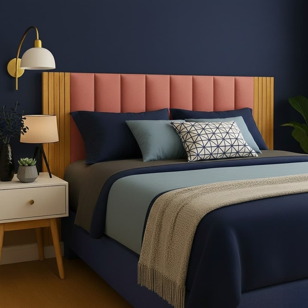 Kit 12 Peças Cabeceira Modular + Painel Ripado MDF Para Cama Box Casal King Queen