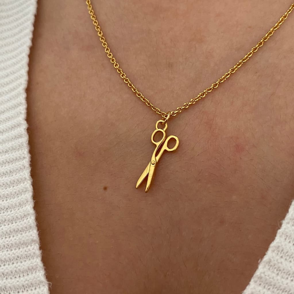 Colar Personalizado Cabelereiro Costureira  Folheada a Ouro 18K Pingente Colar Profissão Verniz Italiano