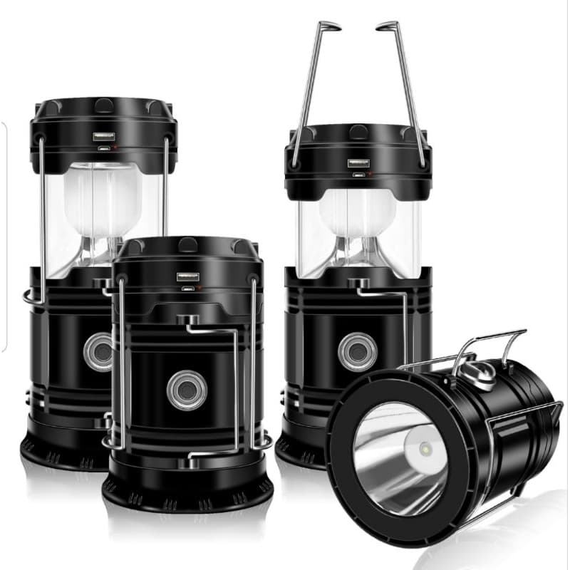 Lanterna Camping LED Recarregável Solar USB com Bateria 18650