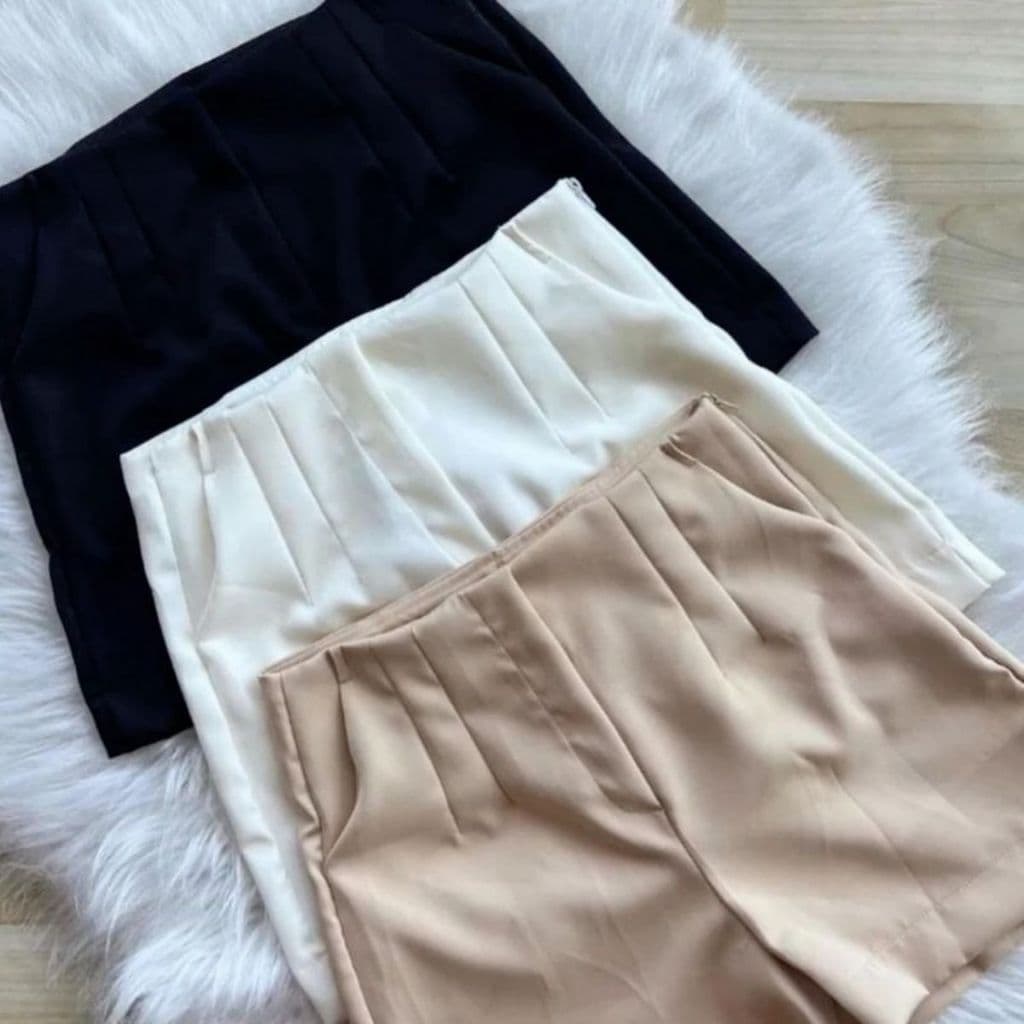 SHORT ALFAIATARIA FEMININO Zra CINTURA ALTA COM ZÍPER NA LATERAL