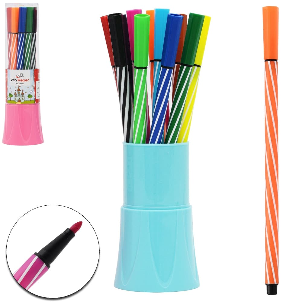 Caneta Hidrográfica Hidrocor Win Paper – Conjunto com 12 Unidades
