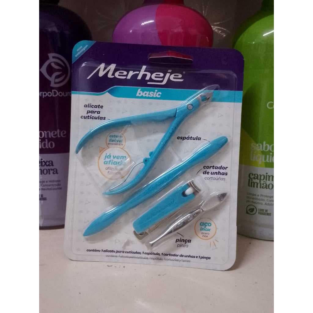 Merheje Basica Kit Alicate + Espátula + Cortador + Pinça