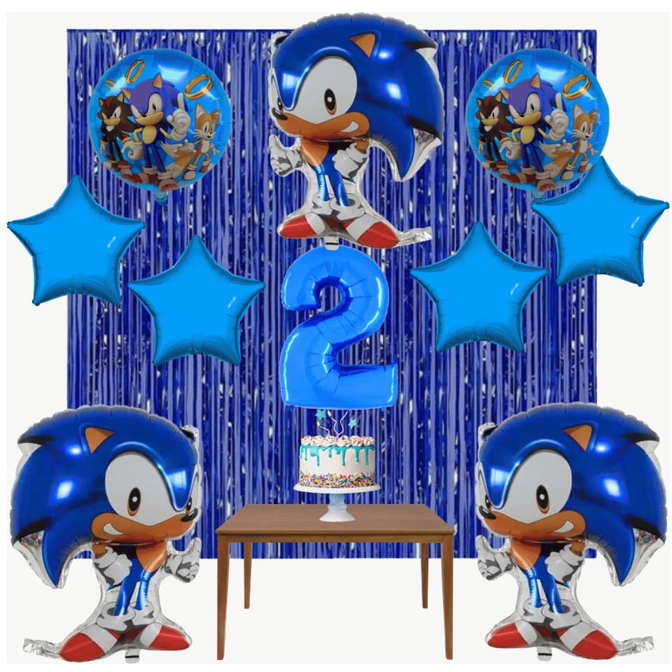 Kit Balão Metalizado Festa Infantil Sonic Aniversario Balões Escolha a Idade Decoração Enfeite