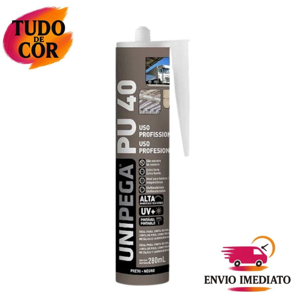 Selante Silicone PU 40 Preto Uso Profissional (Extra Forte) 400g 280ml - Unipega