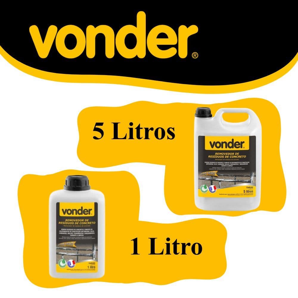 Removedor de resíduos de concreto, 1 litro, 5 litros, VONDER