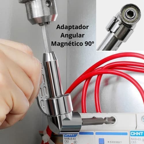 Adaptador Angular Magnético para Parafusadeira e Furadeira  90º Longo