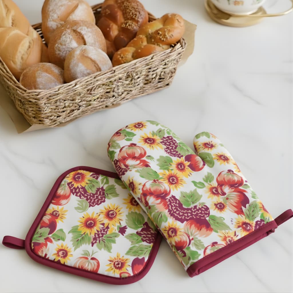 Kit Conjunto 4 Peças Luva Térmica Pegador Panela Quente Cozinha Descanso Forno Segurança Utensilio Doméstico