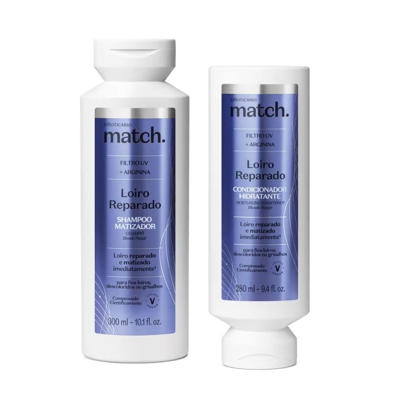 kit Match Loiro Reparado: Shampoo 300ml + Condicionador 280ml