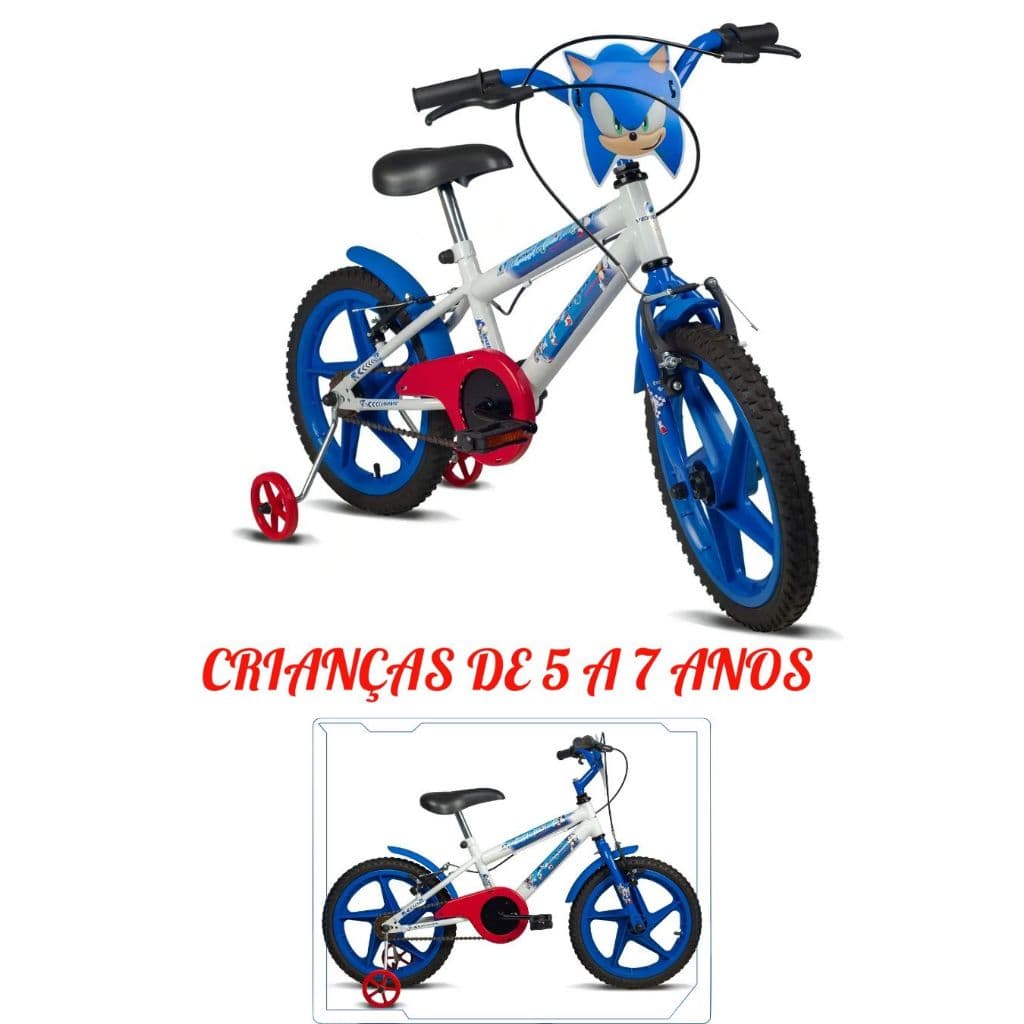 Bicicleta Infantil Verden Sonic Aro 16 com rodinhas laterais