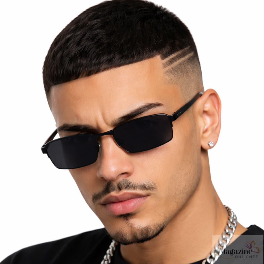 Óculos de Sol Masculino Armação Metal Quadrado Pequeno Lupa Vilão Proteção UV400