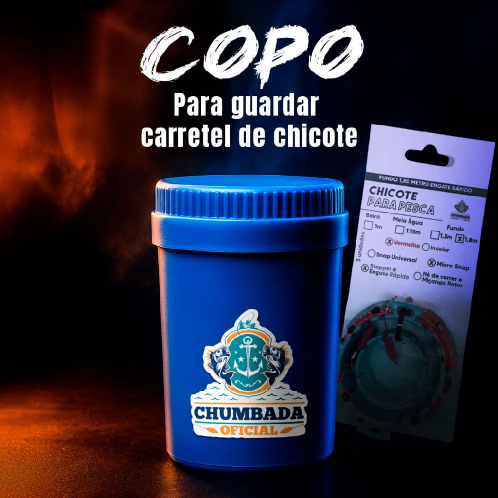 Kit Copo Porta Chicote + 5 Carretel Enrolador de Chicotes Chumbada para Pesca de Praia Surfcasting