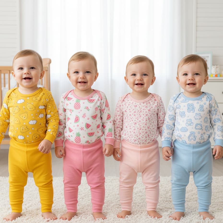 Kit 6 Peças Roupa de Bebê Conjunto Body Manga Longa Estampado + Mijão Menino Menina Enxoval