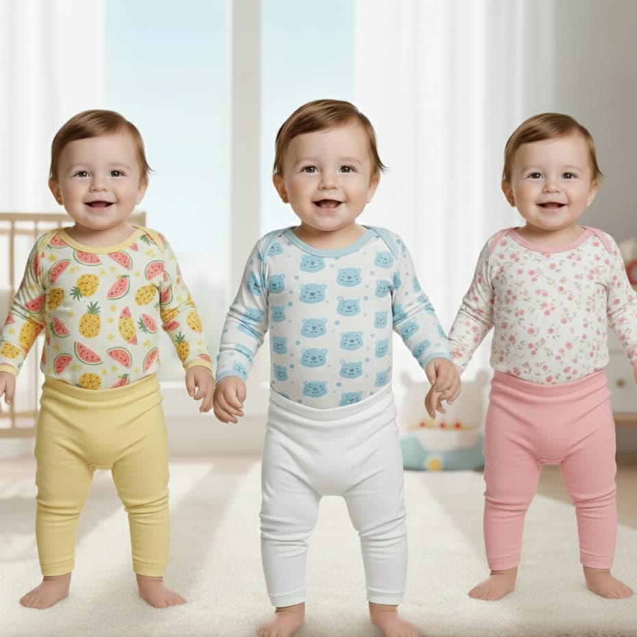 Kit 6 Peças Roupa de Bebê  3 Conjuntos Body Manga Longa Estampado + Mijão Menino Menina Enxoval