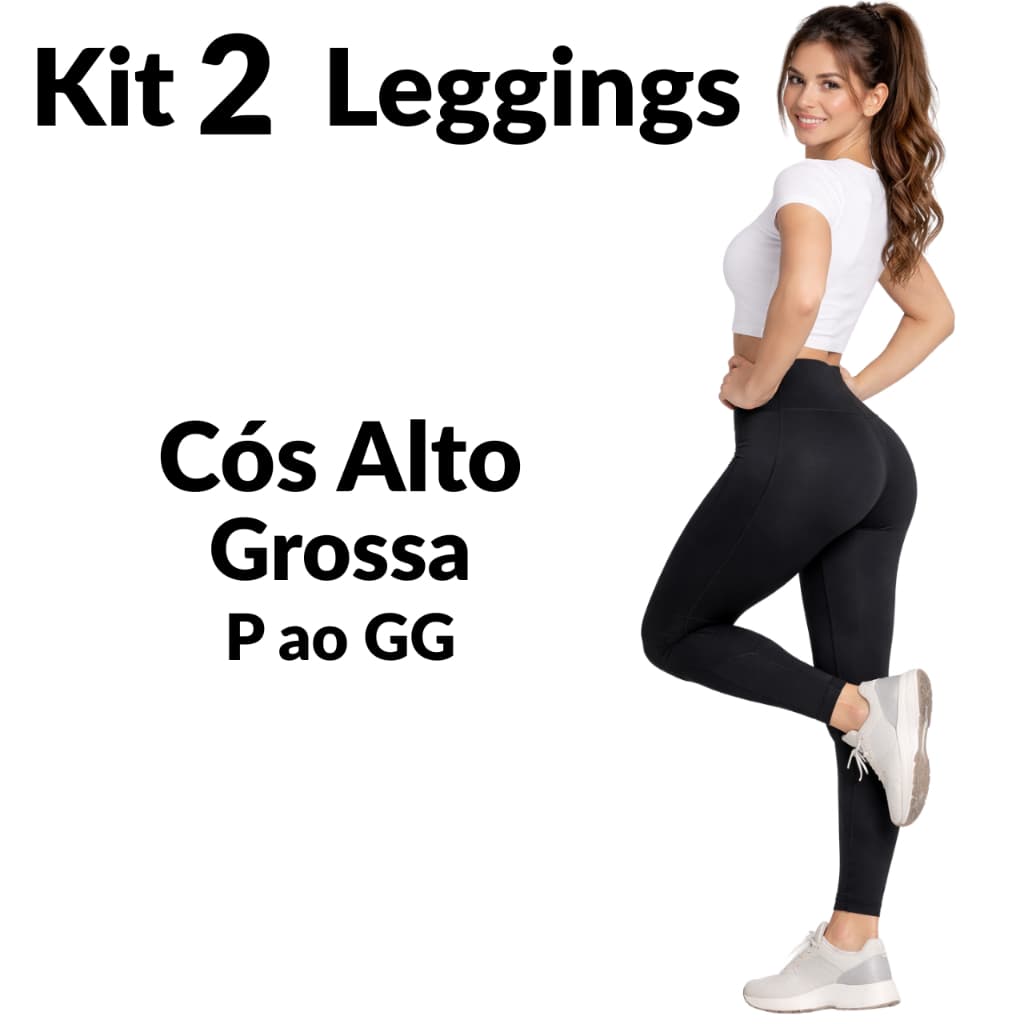 Kit 2 ou 1 Calça Legging Feminina Básica Lisa Cintura Alta Confortável Alta Qualidade Academia