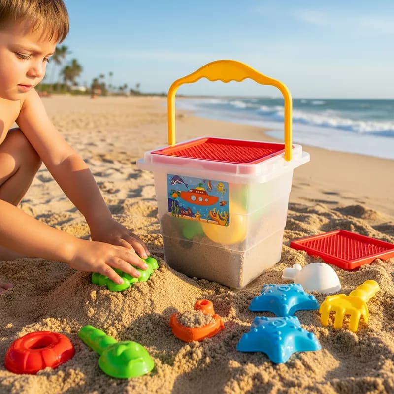 Balde De Praia Infantil Para Areia, Água e Praia Com Peneira
