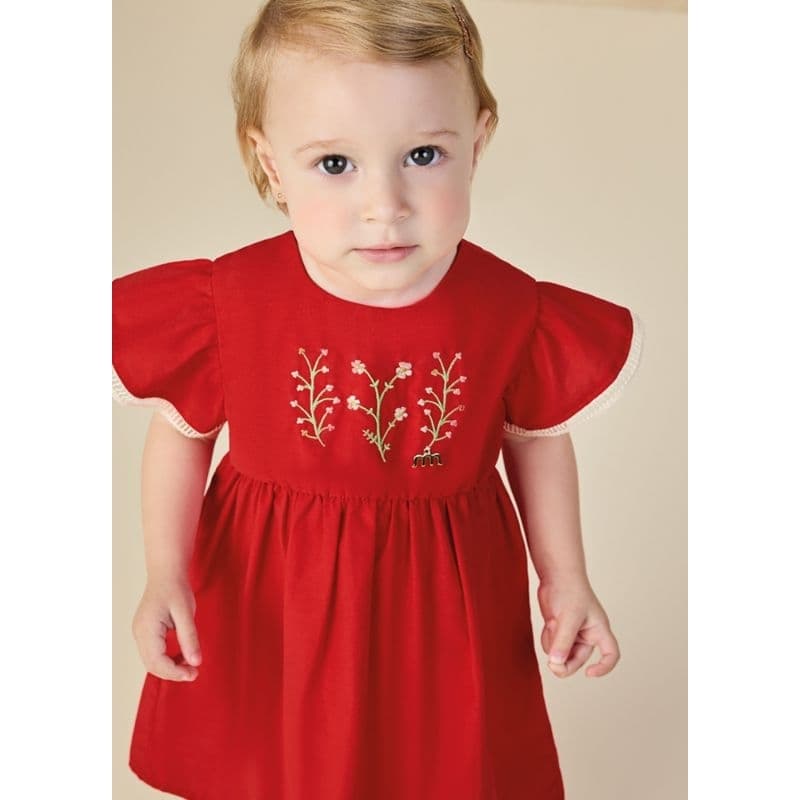 Vestido bebê luxuoso vermelho com calcinha- Moda Infantil
