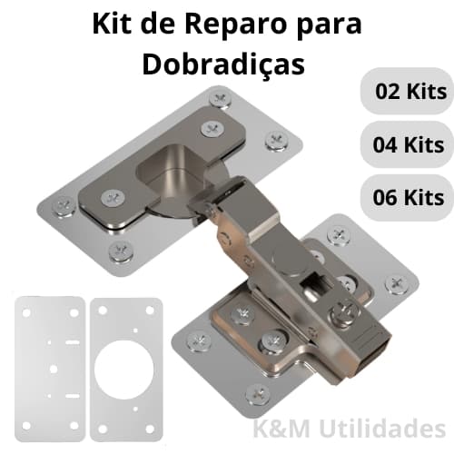 Kit Reparo para Dobradiças 2-4 e 6 kits  Placa de reparo para dobradiças