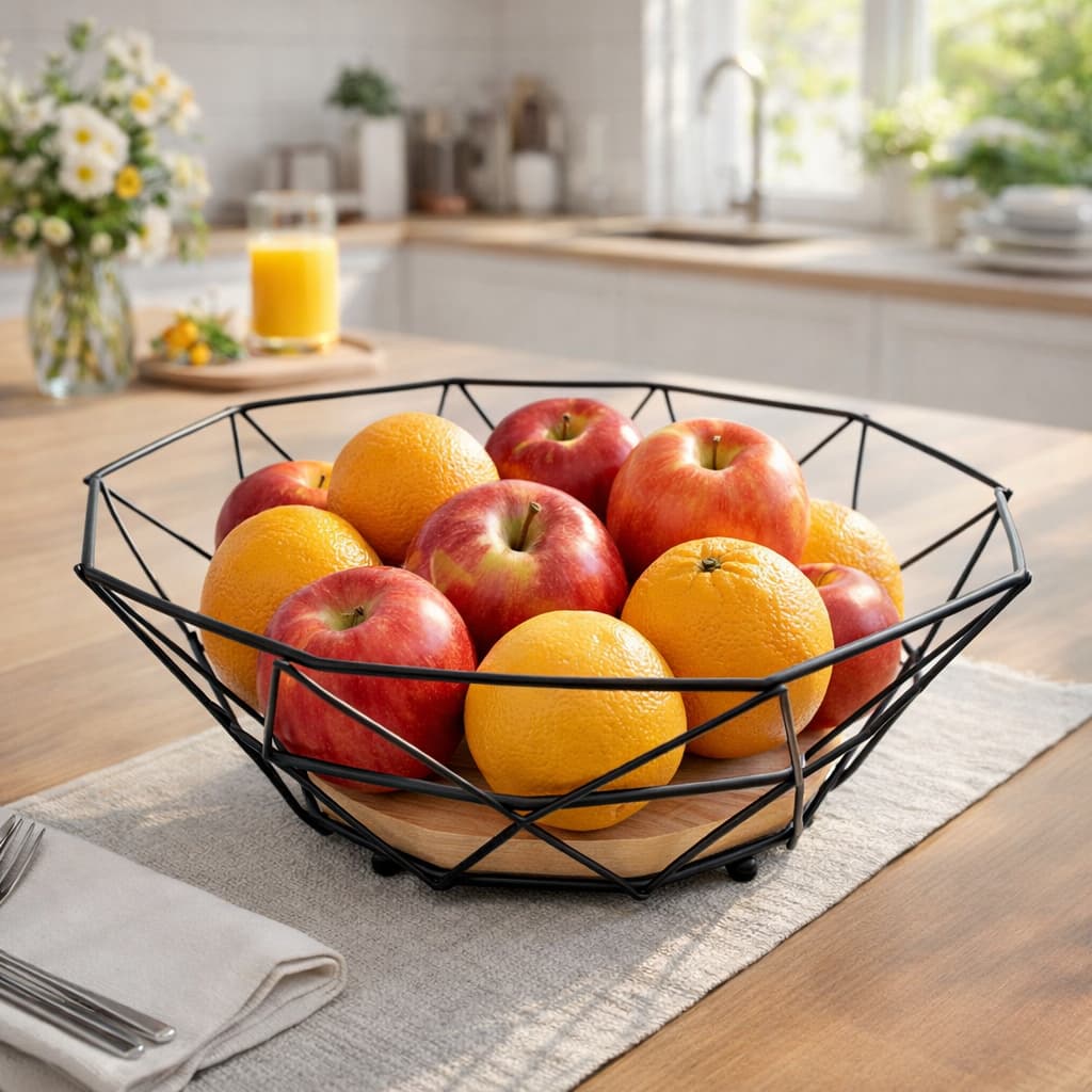Fruteira Cesta Frutas Legumes Pães Alimentos Decoração Mesa Bancada Área Gourmet