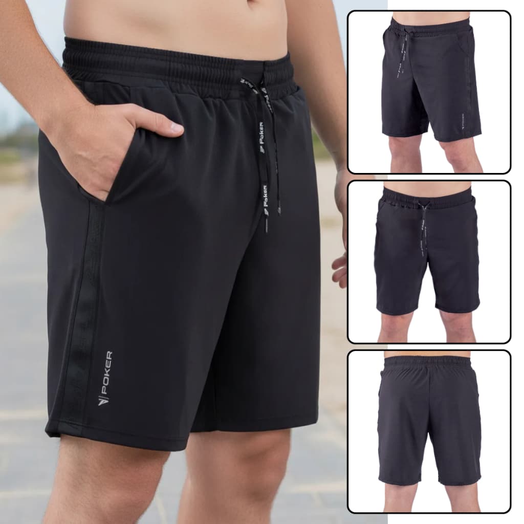 Bermuda Shorts Praia Piscina Treino Poker Saiph 2 Bolsos Leve Verão
