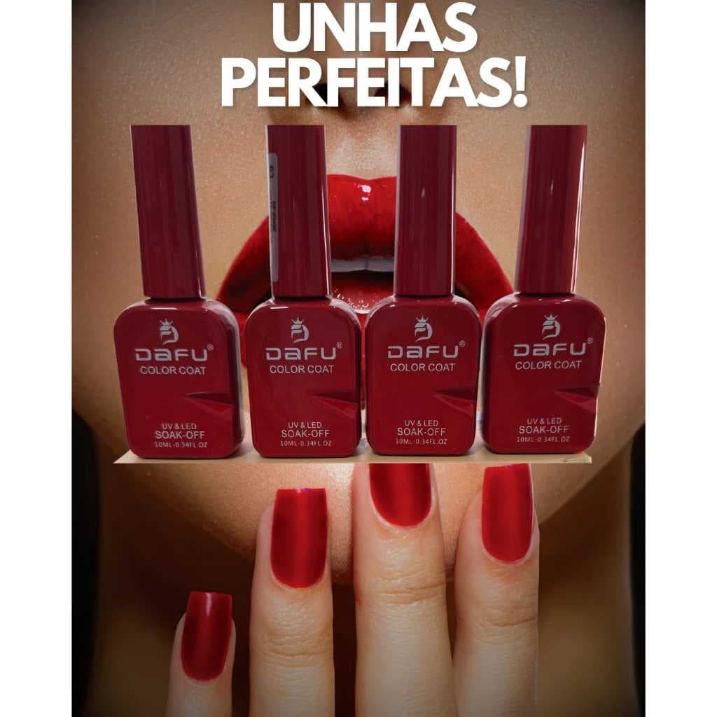 Esmalte em Gel Vermelho Vivo - 10 ML - DAFU - Cobertura Perfeita - Secagem LED UV