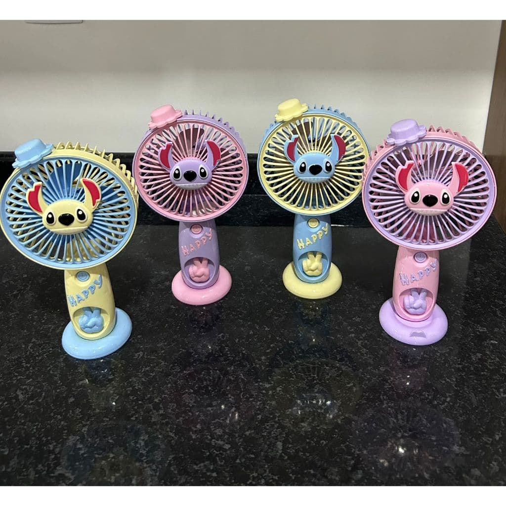 MINI VENTILADOR LILO & STITCH EM TRÊS TONALIDADES DE COR