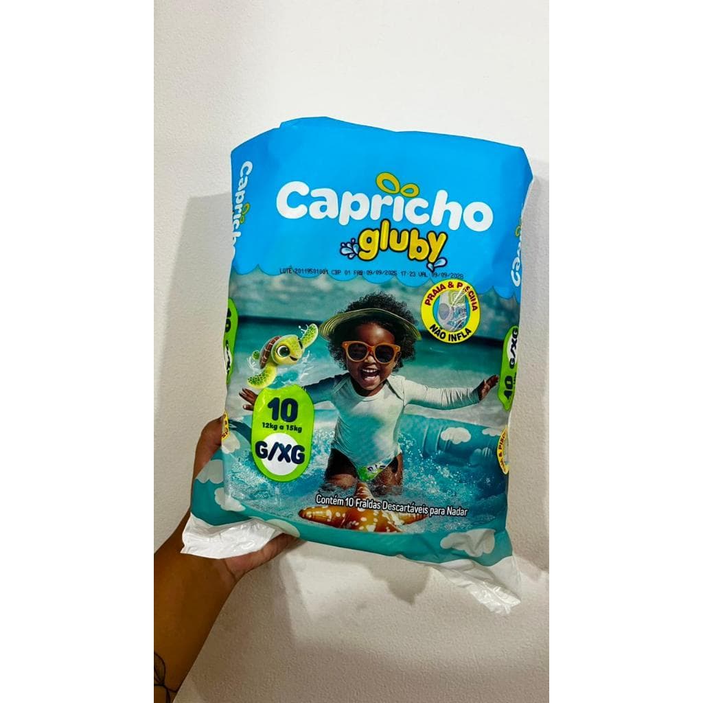 Fralda para nadar/piscina Capricho gluby com 10 fraldas G/XG de 12kg a 15 kg