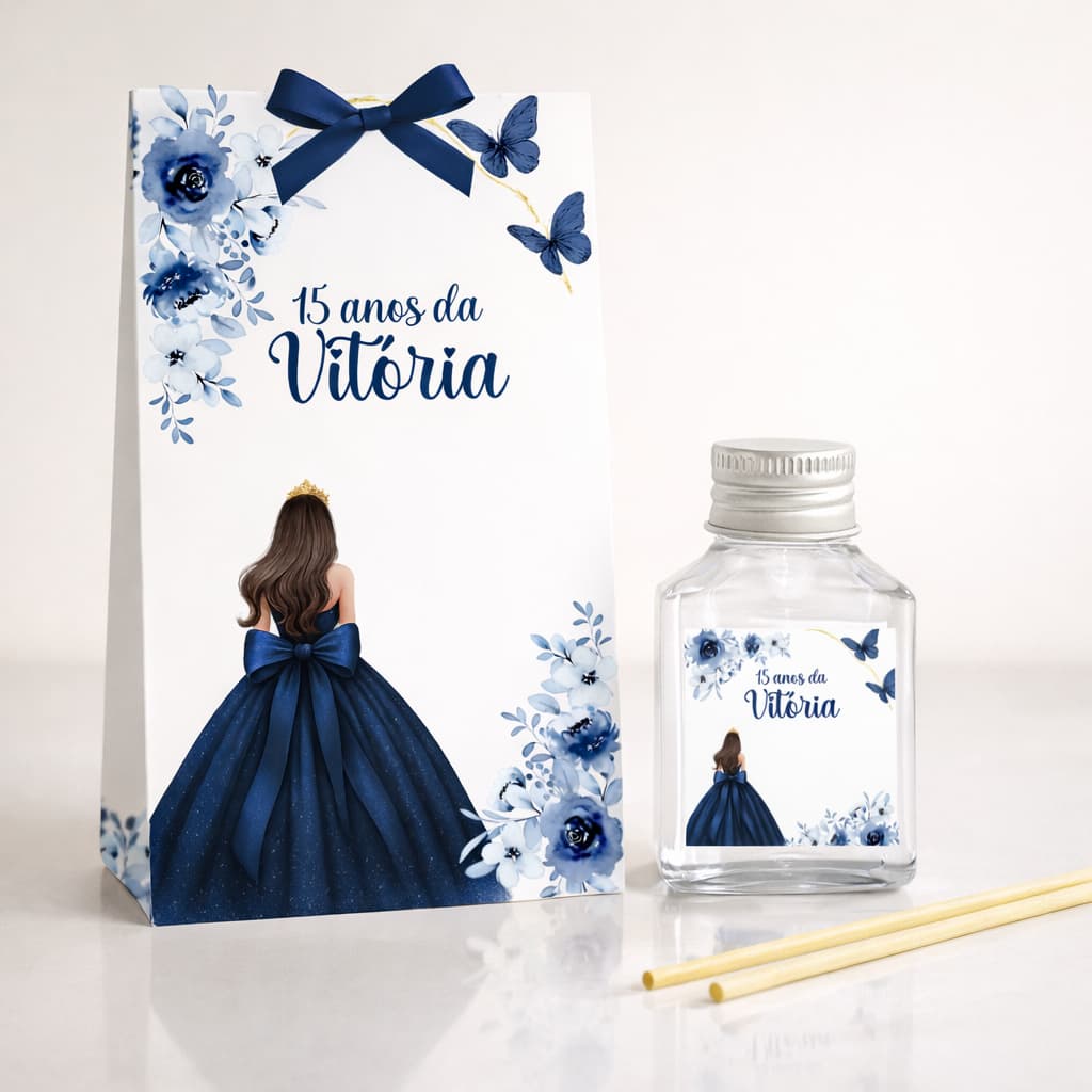 Aromatizador 15 Anos – Lembrancinha Personalizada de Debutante Azul Marinho 30 kits