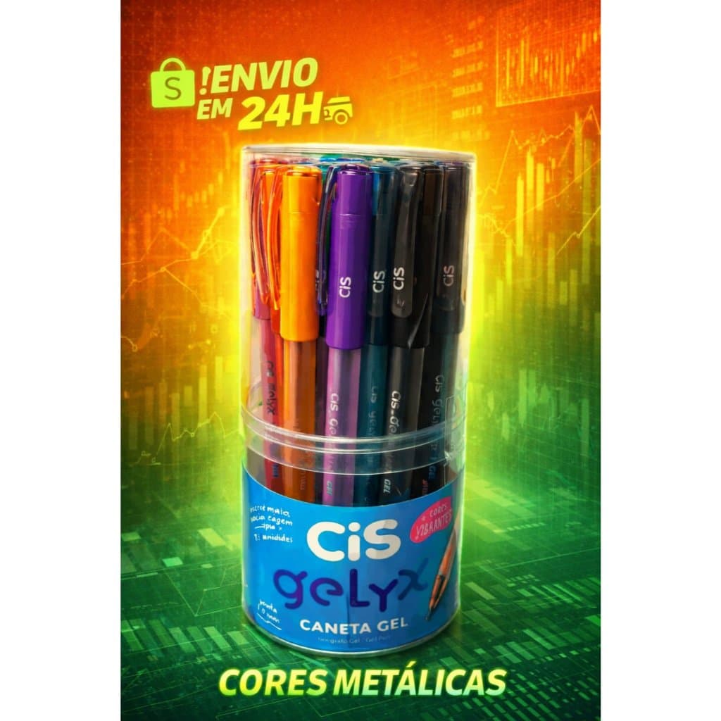 Caneta em Gel Metálica Gelyx CIS 1.0mm Escolar e Escritório