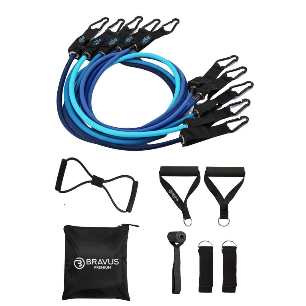 Kit Tubing Premium 12 Peças Elástico Extensor Bravus Sport