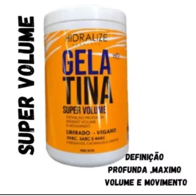 Gelatina Hidralise Super Volume 1kg Vegana Cachos Definidos 2ABC 3ABC 4ABC Definição Profunda Sem Frizz