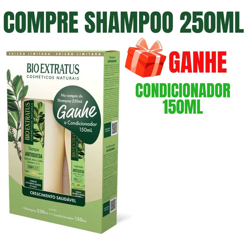 Kit Antiqueda Shampoo 250ml + Condicionador 150ml | Jaborandi, Alecrim | Crescimento, Força, Brilho